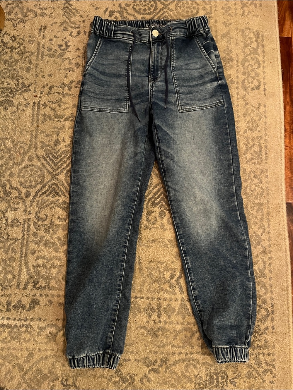 Women’s Elastic Waist Dark Blue Jogger Jeans